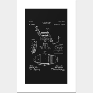 Barbers Chair Patent - Barber Art - Black Chalkboard Posters and Art